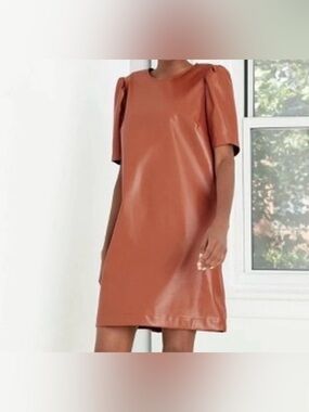 a new day Brown Faux Leather Short Sleeve Tunic